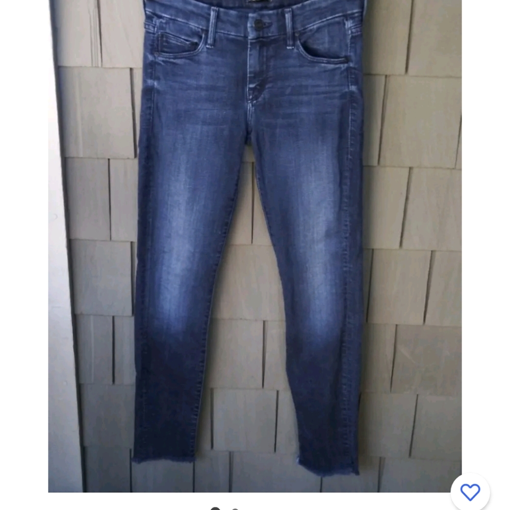 Mother Looker Ankle Fray Blue Jeans Size 24